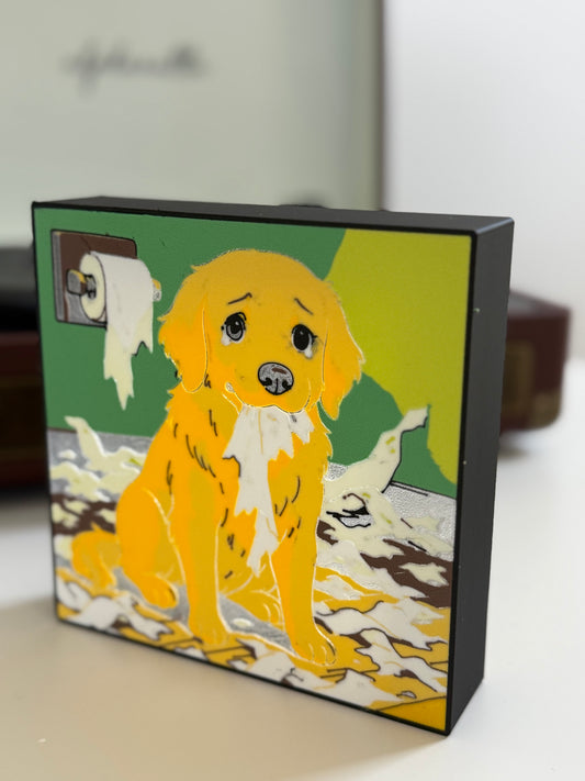 Golden Retriever Puppy 3D LED Light Box - Handcrafted Illuminated Art Display