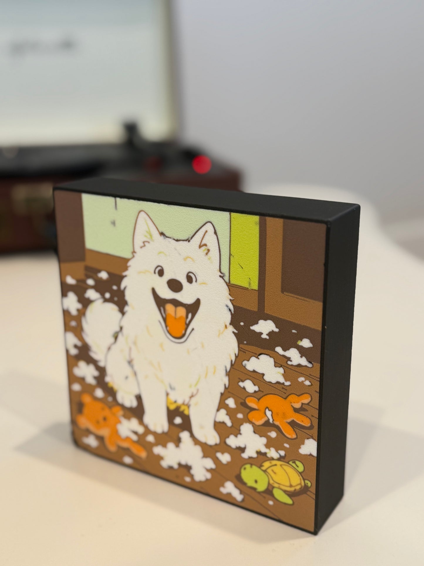 Samoyed LED Light Box - Battery Operated Shadow Box Art with Remote Control
