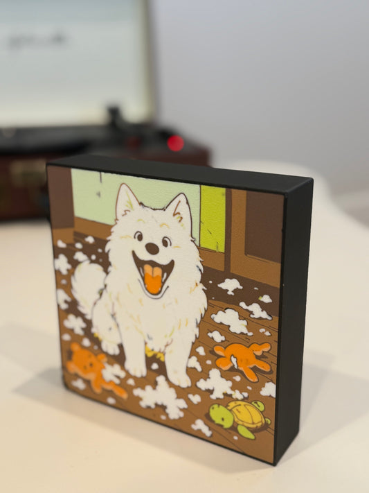 Samoyed LED Light Box - Battery Operated Shadow Box Art with Remote Control