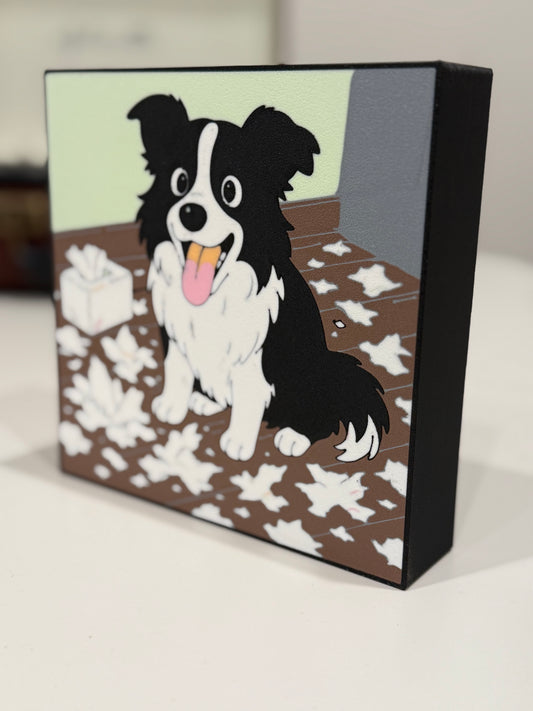 Border Collie LED Light Box - Battery Operated Shadow Box Art with Remote Control