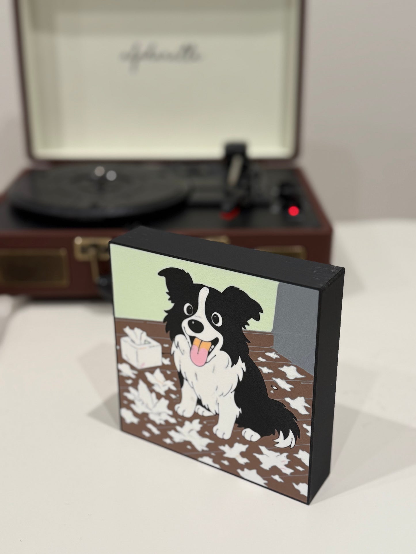 Border Collie LED Light Box - Battery Operated Shadow Box Art with Remote Control