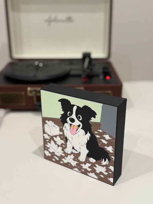 Border Collie LED Light Box - Battery Operated Shadow Box Art with Remote Control